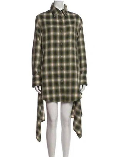 Pre-owned Monse Plaid Print Mini Dress In Green