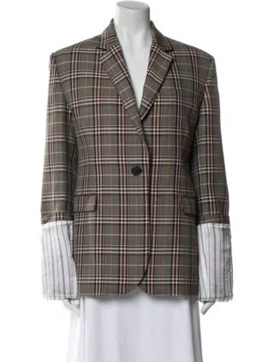 Pre-owned Monse Plaid Print Peacoat In Neutral