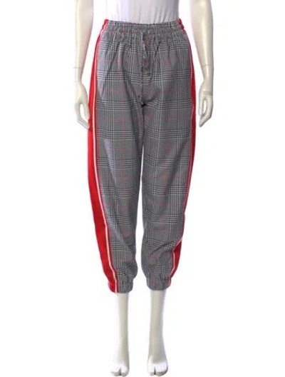 Pre-owned Monse Plaid Print Skinny Leg Pants In Black