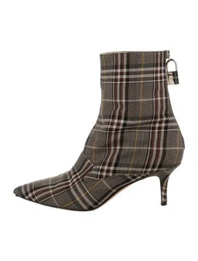 Pre-owned Monse Plaid Print Sock Boots In Brown