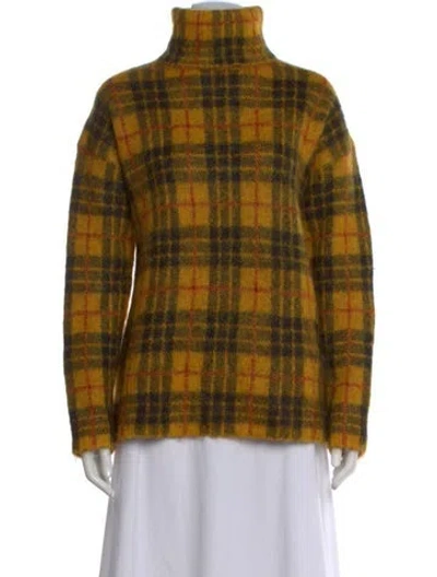 Pre-owned Monse Plaid Print Turtleneck Sweater In Yellow