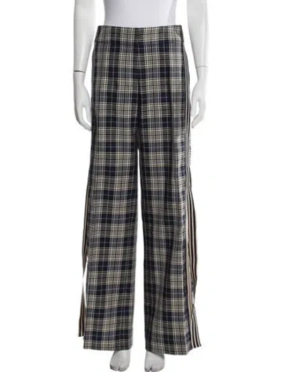 Pre-owned Monse Plaid Print Wide Leg Pants In Blue