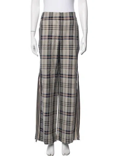 Pre-owned Monse Plaid Print Wide Leg Pants In Gray