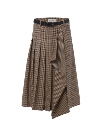 Monse Pleated Wrap Midi Skirt In Brown