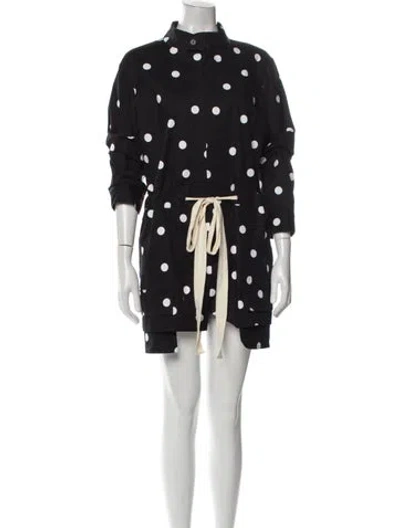 Pre-owned Monse Polka Dot Print Mock Neck Romper In Black