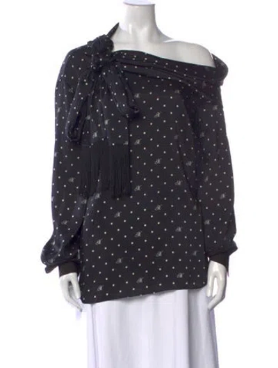 Pre-owned Monse Polka Dot Print Off-the-shoulder Blouse In Black