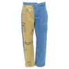 Monse Postcard Print Camo Split Contrast Jeans In Blue