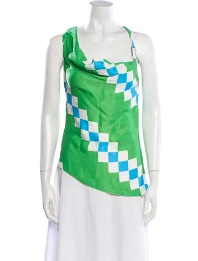 Pre-owned Monse Printed Cowl Neck Top In Green