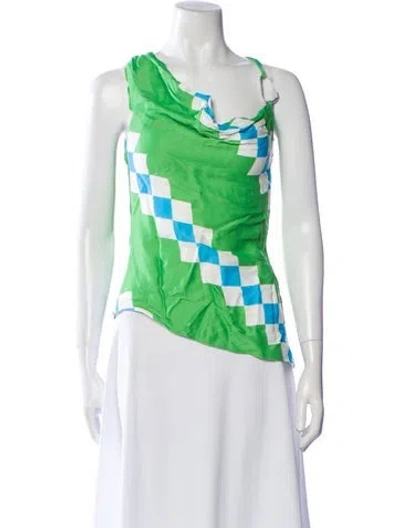 Pre-owned Monse Printed Cowl Neck Top W/ Tags In Green