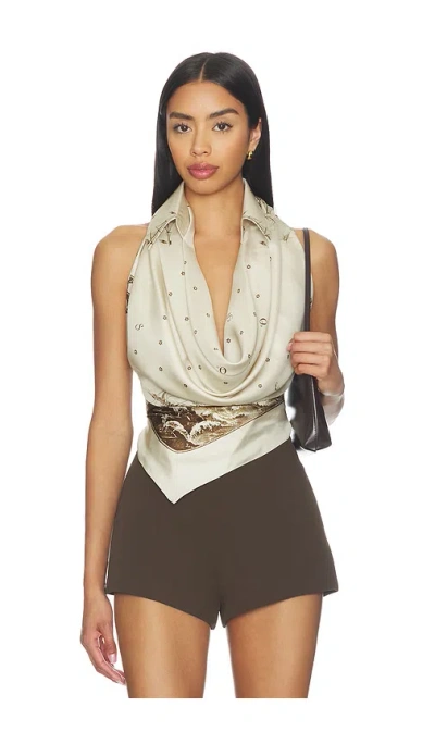 Monse Printed Halter Top In White