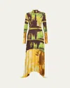 Monse Printed Jersey Long Sleeve Handkerchief Dress In Multi
