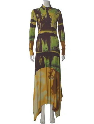 Pre-owned Monse Printed Long Dress In Green