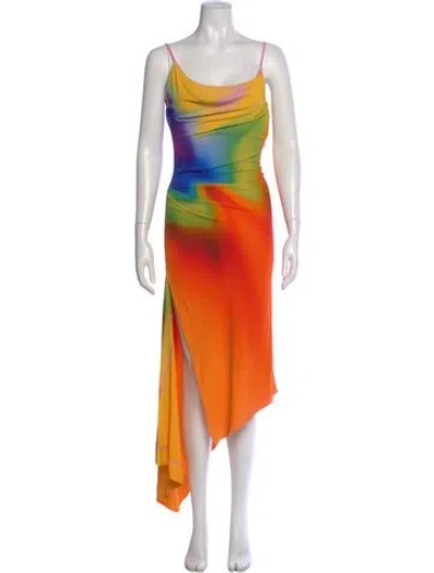Pre-owned Monse Printed Long Dress In Orange
