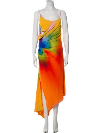 Pre-owned Monse Printed Long Dress In Orange