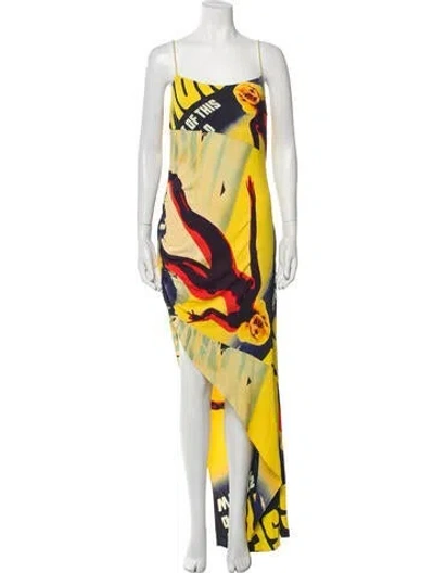Pre-owned Monse Printed Long Dress In Yellow