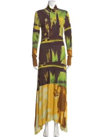 Pre-owned Monse Printed Long Dress In Yellow
