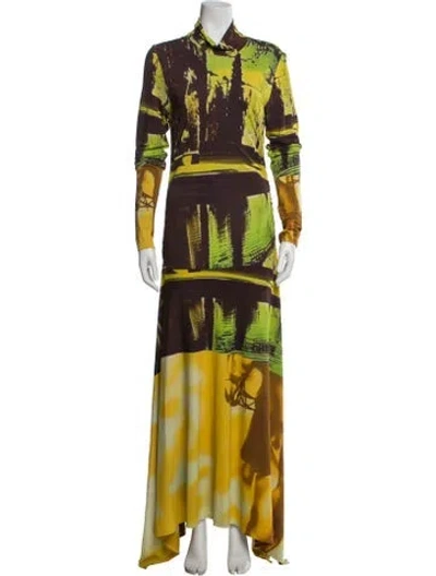 Pre-owned Monse Printed Long Dress In Yellow