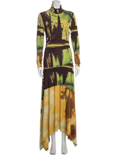 Pre-owned Monse Printed Long Dress In Yellow