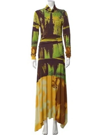 Pre-owned Monse Printed Long Dress In Yellow