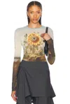 Monse Sunflower Print Mesh Top In Sunflower Print