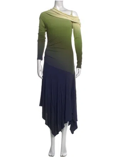 Pre-owned Monse Printed Midi Length Dress W/ Tags In Blue/green