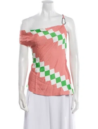 Pre-owned Monse Printed One-shoulder Top In Pink