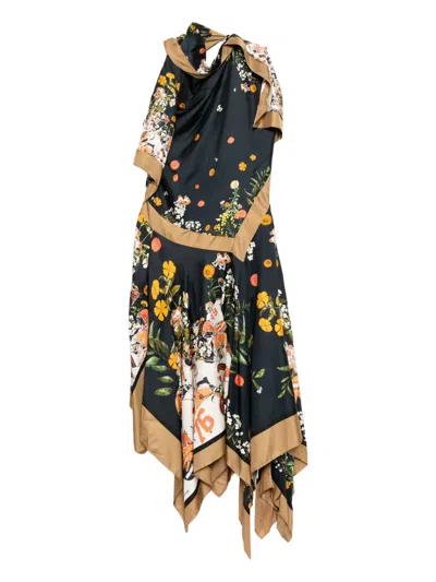 Monse Printed Scarf Dress In Blue