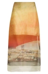 Monse Printed Semisheer Silk Organza Pencil Skirt In Multicolor Print