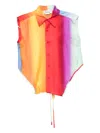 Monse Rainbow Blur Sleeveless Wrap Shirt In Multi