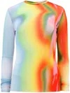 Monse Rainbow Heatwave Mesh Top In Blue