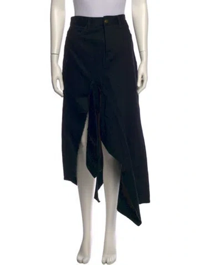 Pre-owned Monse Raw-edge Trim Midi Length Skirt In Black