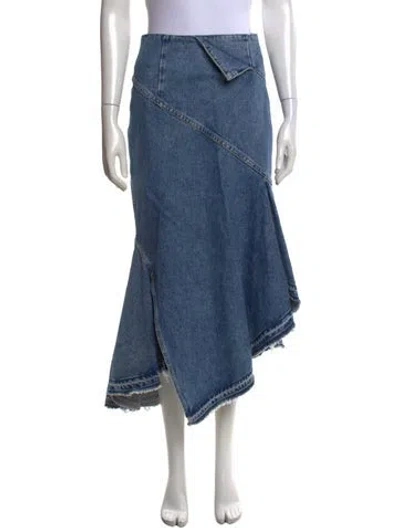 Pre-owned Monse Raw-edge Trim Midi Length Skirt In Blue
