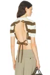 Monse Rope-laced Half Placket Knit Top In Brown