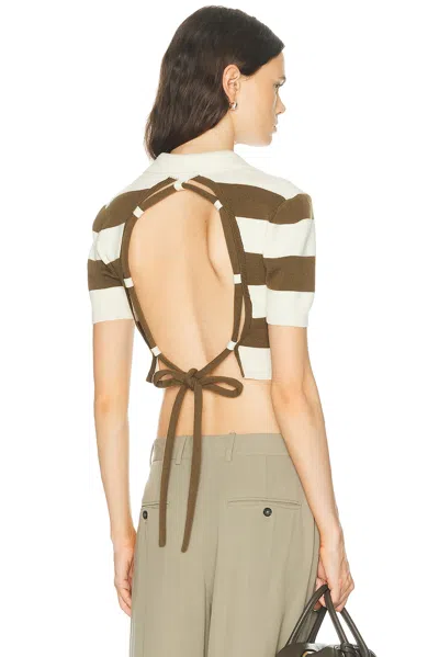 Monse Rope Laced Half Placket Knit Top In Green