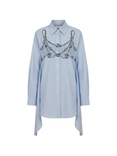 Monse Rope-print Striped Dress In Blue