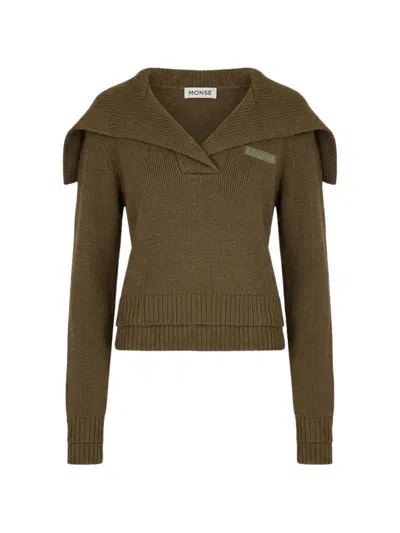 Monse Sailor-collar Sweater In Green