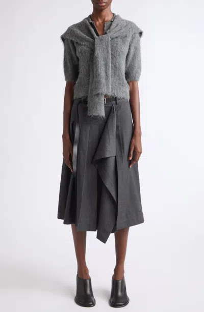 Monse Scarf Detail Cropped Polo Sweater In Dark Charcoal