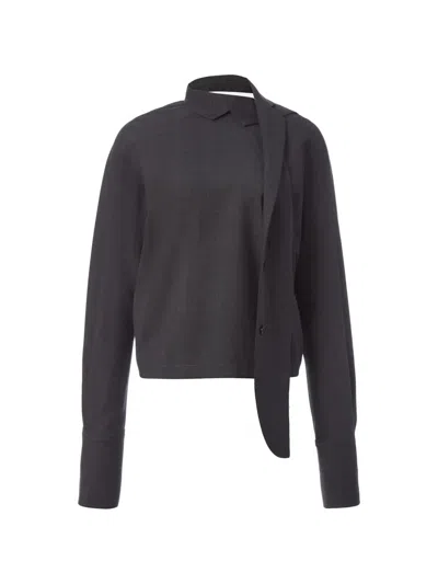 Monse Scarf-collar Long-sleeve Blouse In Grey