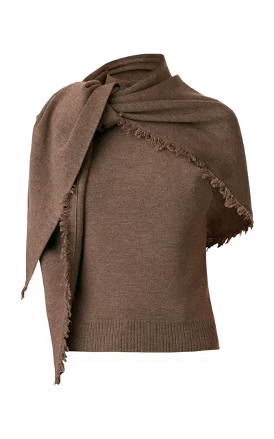 Monse Scarf-detailed Merino Wool Halter Top In Brown