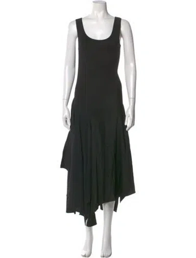 Pre-owned Monse Scoop Neck Midi Length Dress In Black