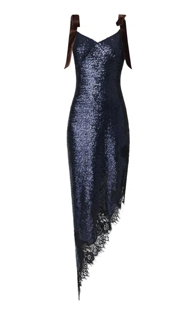 Monse Sequined Velvet-tie Midi Dress In Blue