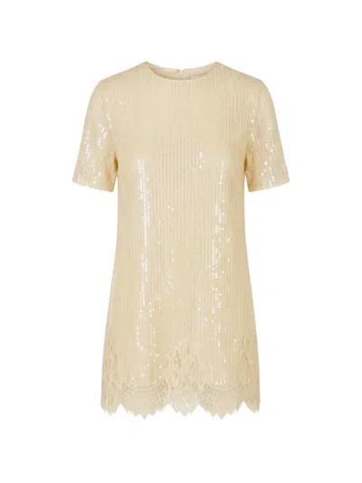 Monse Sequin-embellished Lace-trim Mini Dress In Yellow