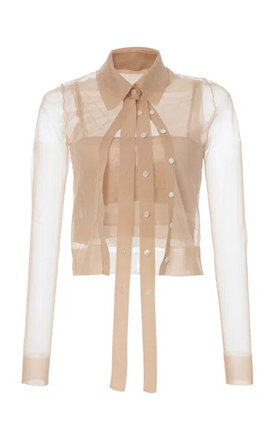 Monse Sheer Chiffon Cardigan And Vest Set In Nude