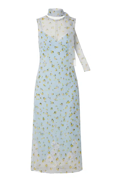 Monse Sheer Layered Silk Midi Dress In Blue