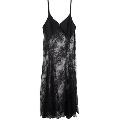 Monse Sheer Lace Slip Dress In Black