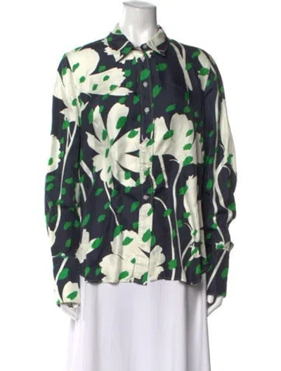 Pre-owned Monse Silk Floral Print Blouse In Blue