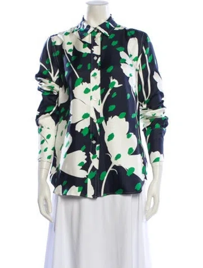 Pre-owned Monse Silk Floral Print Button-up Top In Blue