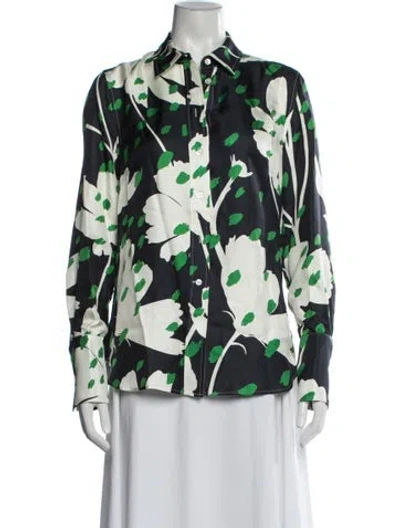 Pre-owned Monse Silk Floral Print Button-up Top In Blue