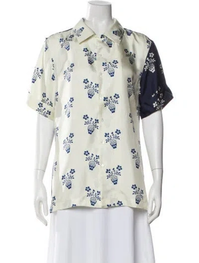 Pre-owned Monse Silk Floral Print Button-up Top W/ Tags In Neutral