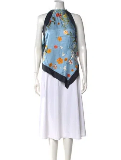 Pre-owned Monse Silk Floral Print Top W/ Tags In Blue